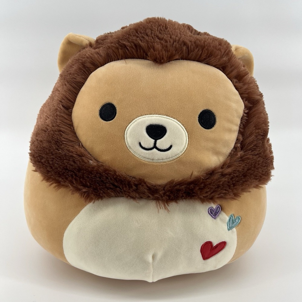 Squishmallow Francis‎ Lion Large Squishy Plush Hearts 12" Brown Tan Stuffed Toy